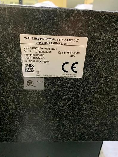 Used 2016 Zeiss Contura 7.10.6 Coordinate Measuring Machine