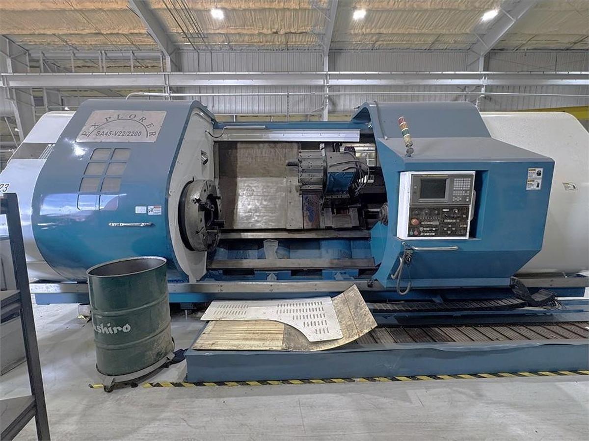 Used 2006 Explorer SA45-V22/2200 CNC Big Bore Lathe with 21.06" Bore, 