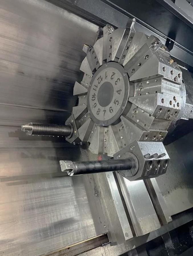 Used 2012 Chevalier FBL-530C with 12.59" Bore, 32" 4 Jaw Manual Front Chk, 28" Rear Air Chk, Tailstock, 118" cc, 500 RPM, Conveyor 