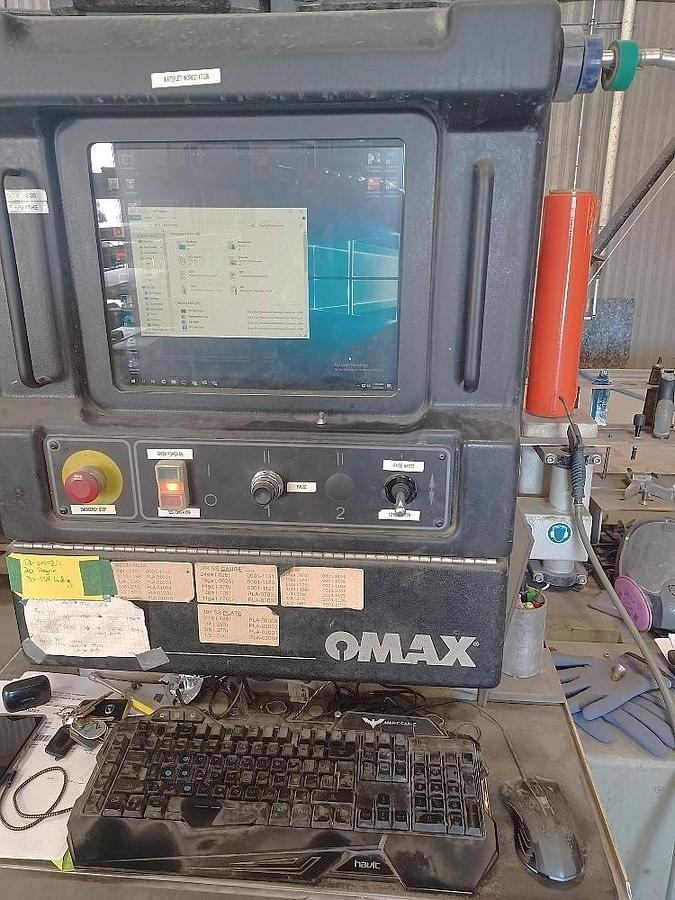Used 2012 Omax 80160 Water Jet Cutting Machine with 50 HP Enduromax Pump, 60,000 PSI Cut Pressure, Solid Removal Syste