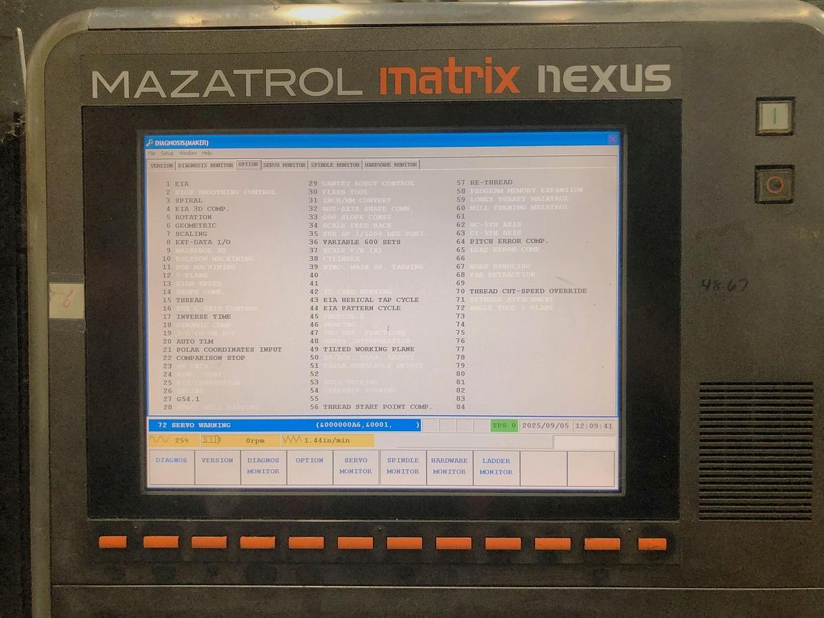 Used 2012 Mazak Nexus QTN 450-II/2000 with 7.24" Bore, 6.5" Bar Capacity, Hydr. Steady Rest, 19.7" Hyd Chuck, Tailstock, Chip Conveyor