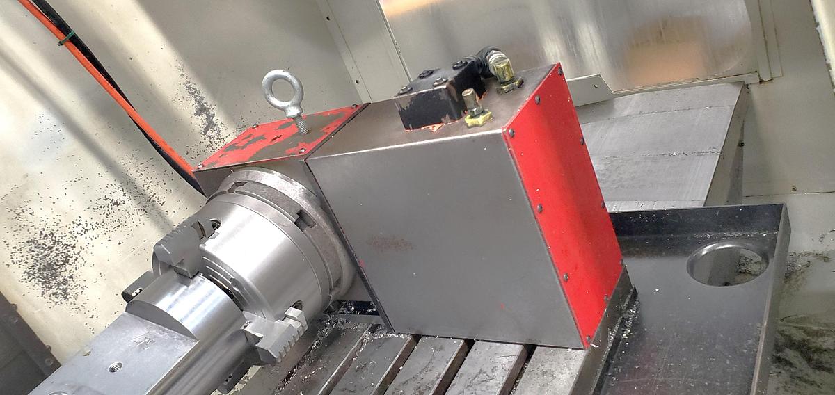 Used 2001 Haas VF4D with Haas HRT210 4th Axis Table, Tailstock, Auger, Prog. Coolant, Quick Code