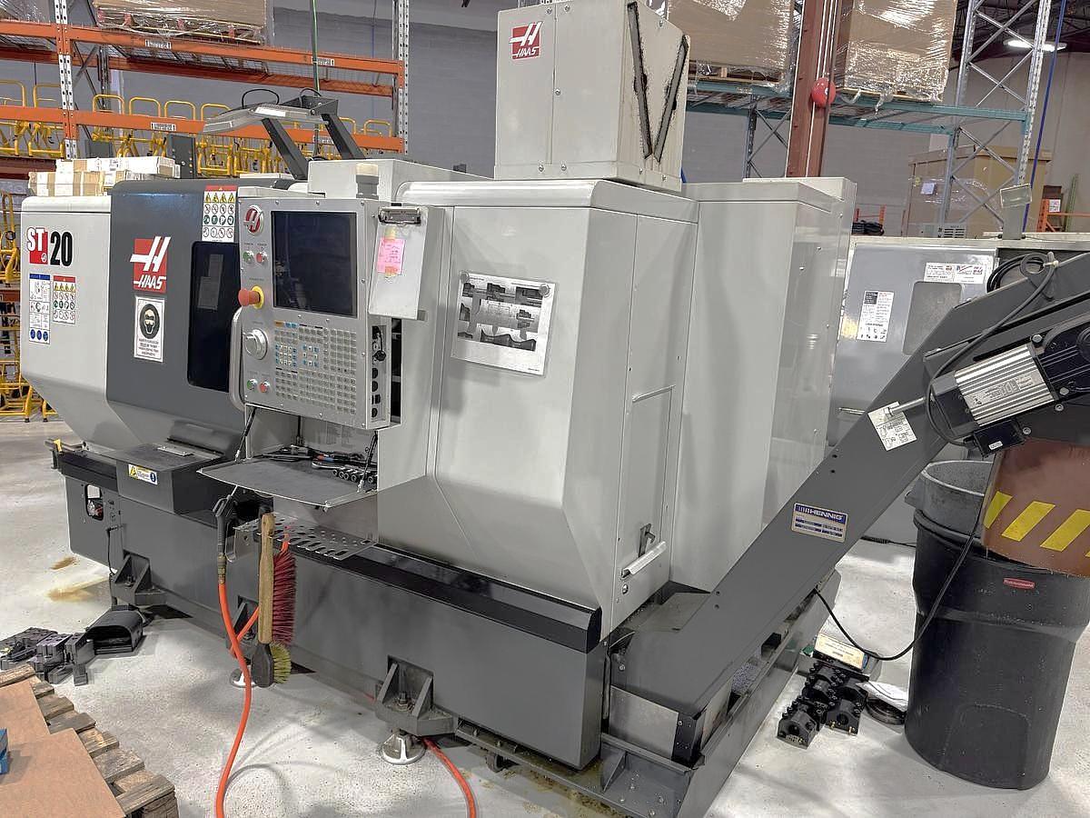 Used 2018 Haas ST-20 Chucker, 8" Chuck, Tool Presetter, Parts Catcher, Chip Conveyor, Bolt on Turret
