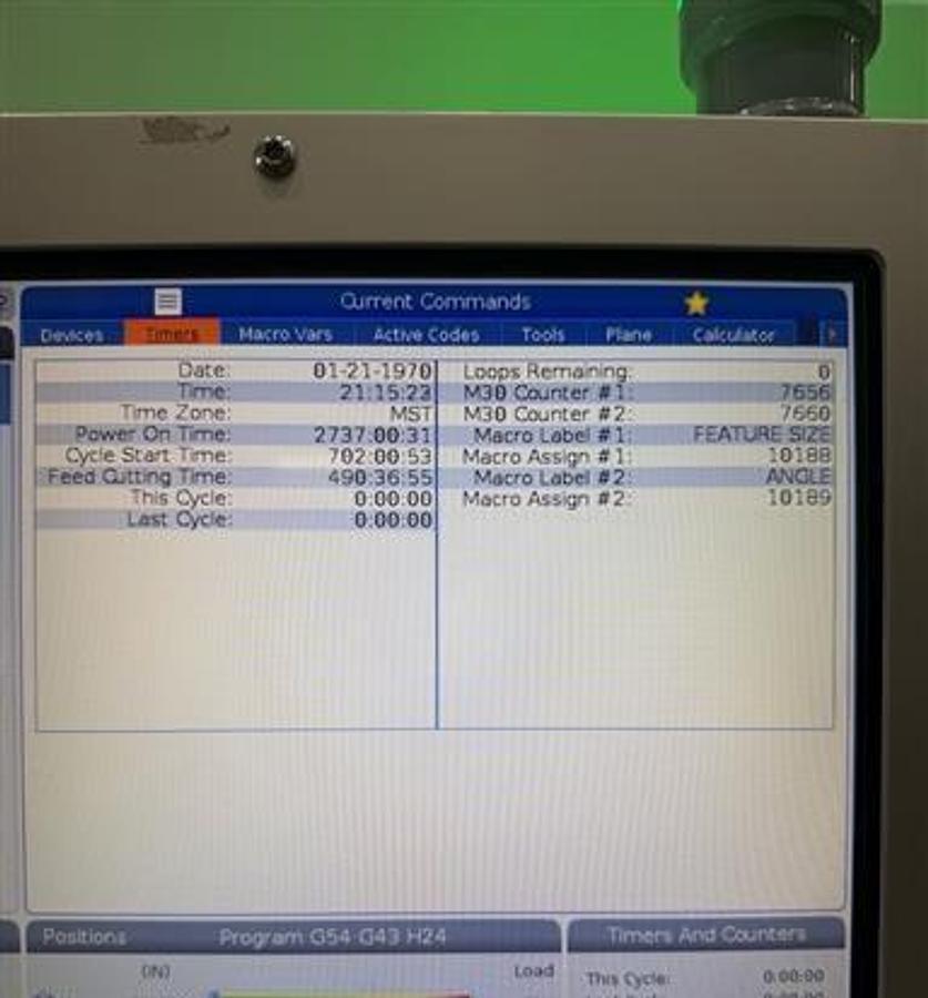 Used 2021 Haas VF-7/40, 30 Station Side Mounted ATC, Haas Probing, 10,000 RPM, 4th Axis Drive, Chip Auger, PCool, Remote Jog Handle