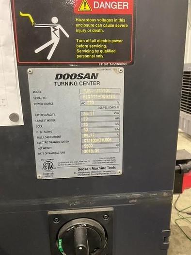 Used 2018 Doosan Puma 3100 2 Axis Lathe with 4" Bar Capacity, 12" Chuck, Chip Conveyor