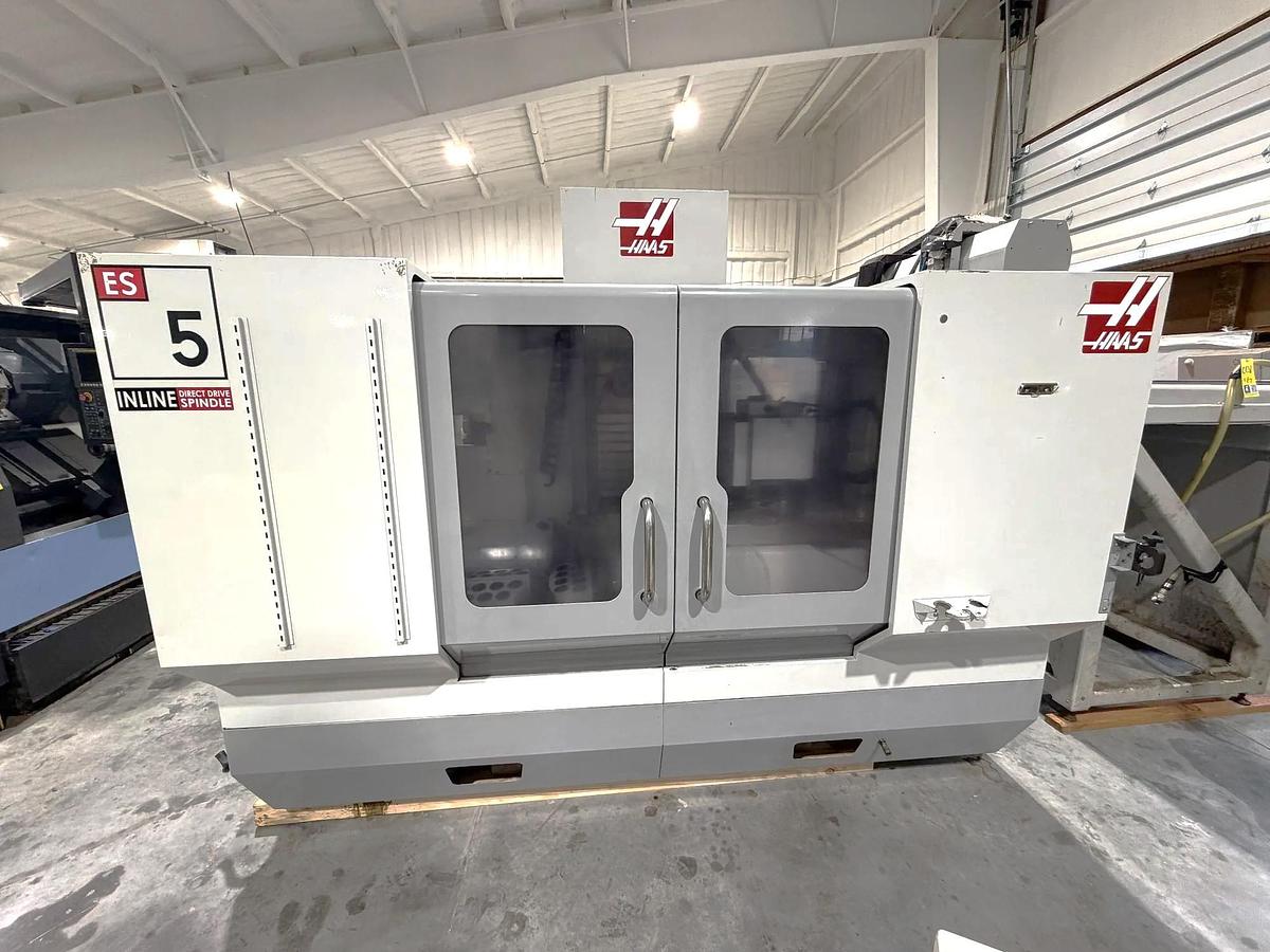 Used 2009 Haas ES-5-4T with HRT 4th Axis Rotary Table, Tool Probing, Remote Jog Handle, Chip Auger