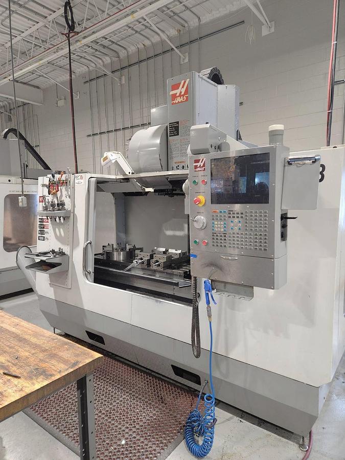 Used 2007 Haas VF4B with 4th Axis Drive, 24 Pos. Side Mounted ATC, 10,000 RPM, 2 Spd Gearbox, Pcool, Chip Auger, Nice Shape