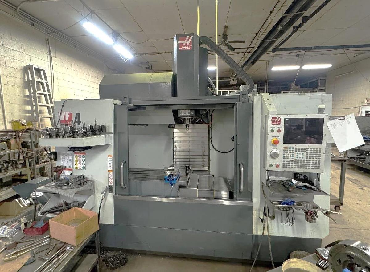 Used 2022 Haas VF4 with Probing, 30 Station Sidemount ATC, HSM, Hi Press Coolant, Pcool, 8100 RPM, Vices, Tool Holders Included