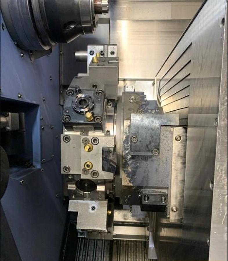 Used 2019 Doosan Puma TT1300SY Twin Spindle/Twin Turret, Y Axis Mill Turn Lathe, Barfeed, Parts Conveyor, 