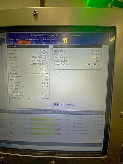 Used 2020 Haas VF2 with 10,000 RPM, 4th Axis Drive/Wiring, TSC READY, High Spd Machining, PCool, Auger
