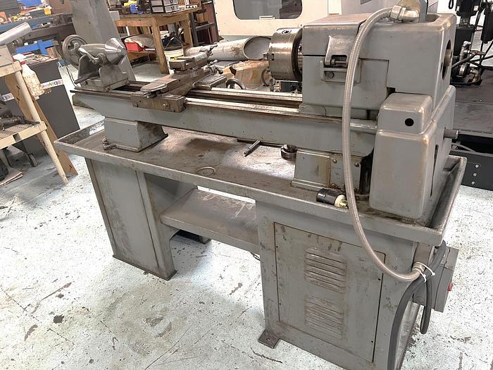 Used 1997 Clausing 5429 Engine Lathe 13" x 35" Capability, Steady Rest, Tailstock, 6" Chuck, Pedestal Cabinet Mount