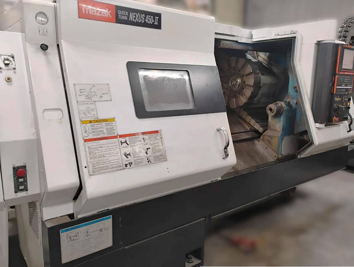 Used 2007 Mazak Nexus QTN 450-II/1000 Big Bore with Chip Conveyor, 18" Air Chuck, 7" Bar Cap., Tailstock, Prep for Rear Chuck, EIA Programming