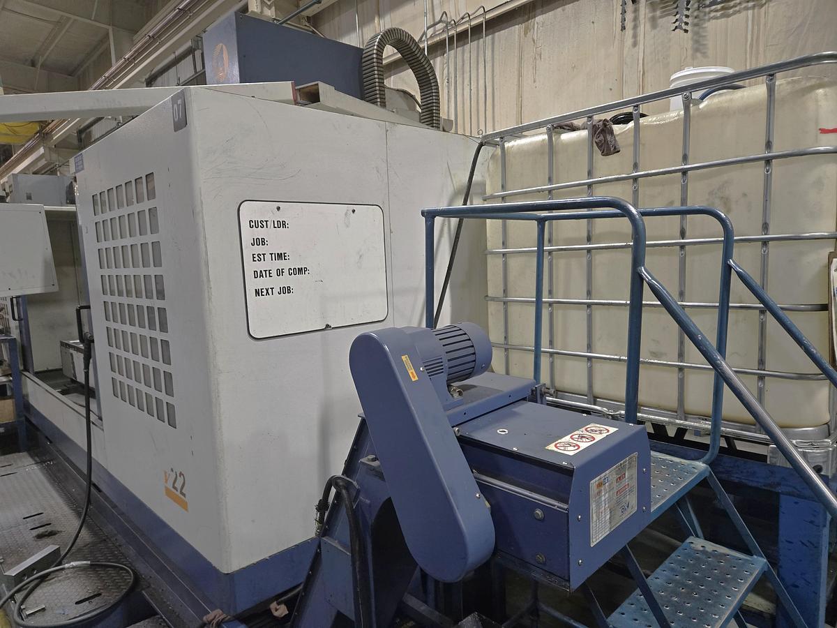 Used 2004 Takumi V-22 with Coolant Thru Spindle, Conveyor, 24 Pos. Side Mount ATC, RJH, Boxed Ways, Fanuc Control