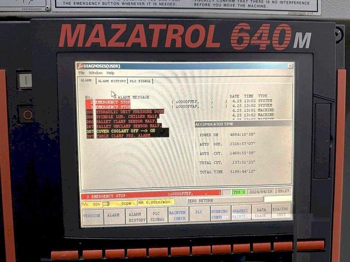 Used 2008 Mazak FH-10800 2 Pallet HMC, 120 ATC, 1 Deg Indexing, Tool & Work Probing