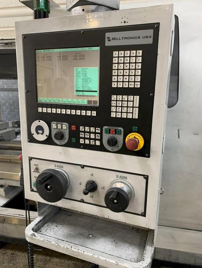 Used 2010 Milltronics ML40/160 with 14" Big Bore Spindle, 31.5" 3 Jaw Manual Chuck, Tailstock, 12 Station Turret, (2) Steady Rests