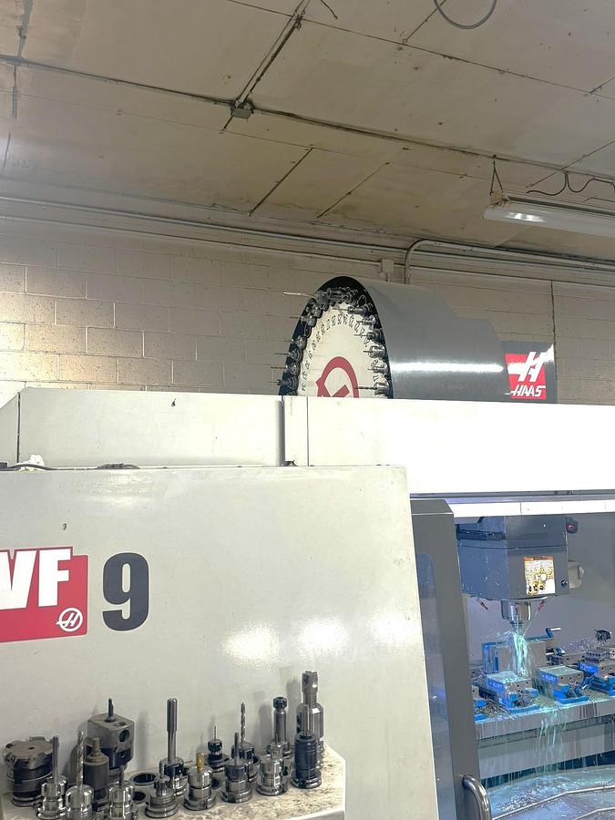 Used 2014 Haas VF-9/40 with 40 Station ATC, Probing, Chip Auger, Tooling, Vices