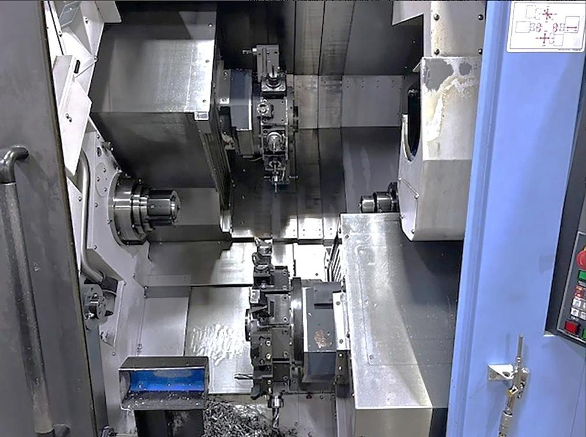 Used 2013 Doosan Puma TT1800SY Twin Spindle/Twin Turret, Y Axis Mill Turn Lathe, LNS Alpha SL65S Bar Feed, Chip Blaster, 4782 hrs.