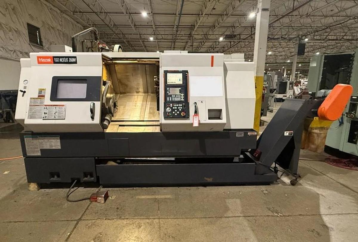 Used 2005 Mazak Nexus QTN 350M/1200 with Full C Axis Milling, Chip Conveyor, 48" cc, 4" Bar Capacity, 15" Chuck, Tailstock