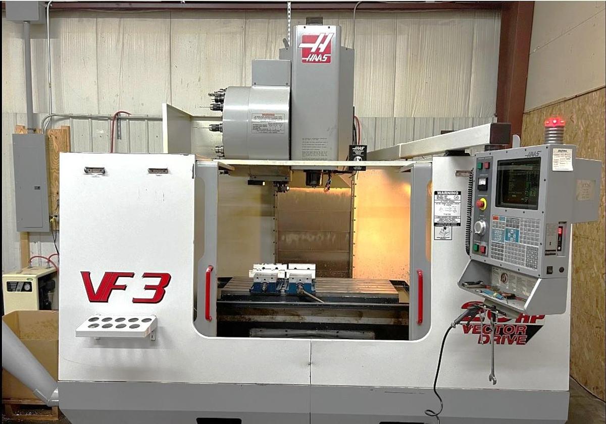 Used 2002 Haas VF-3B with 24 Station Side Mounted ATC, Chip Auger, Pcool, 2 Spd Gearbox, USB Port, 4th Axis Drive, Rigid Tapping