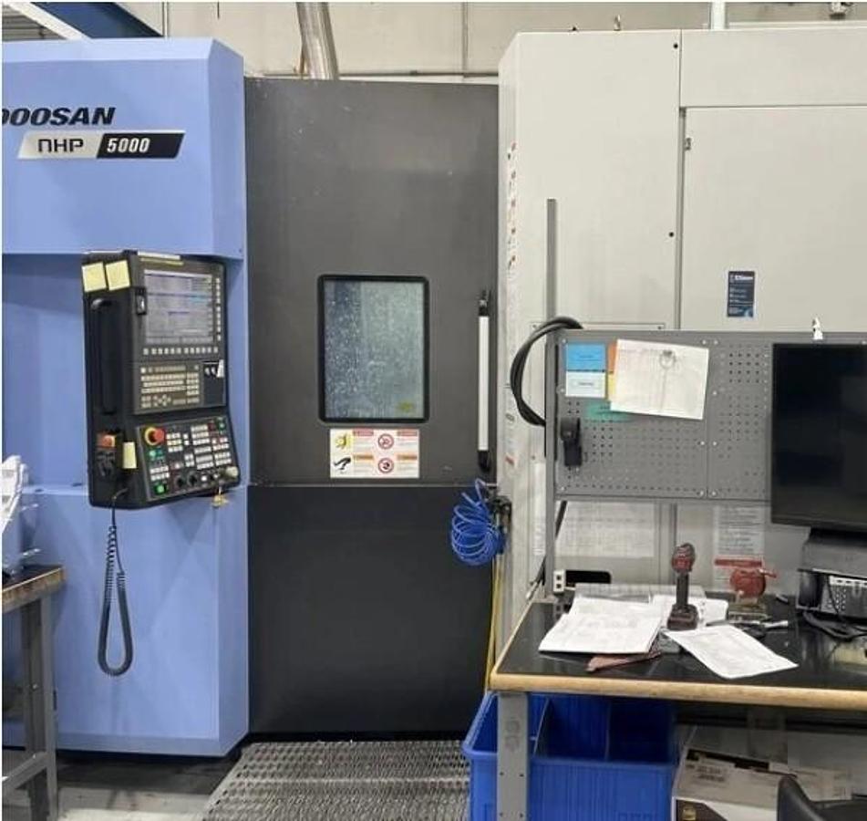 Used 2018 Doosan NHP 5000 with Full 4th Axis Rotary, 120 ATC, 15k RPM, High Press. CTS, Renishaw Probing, More!!!!