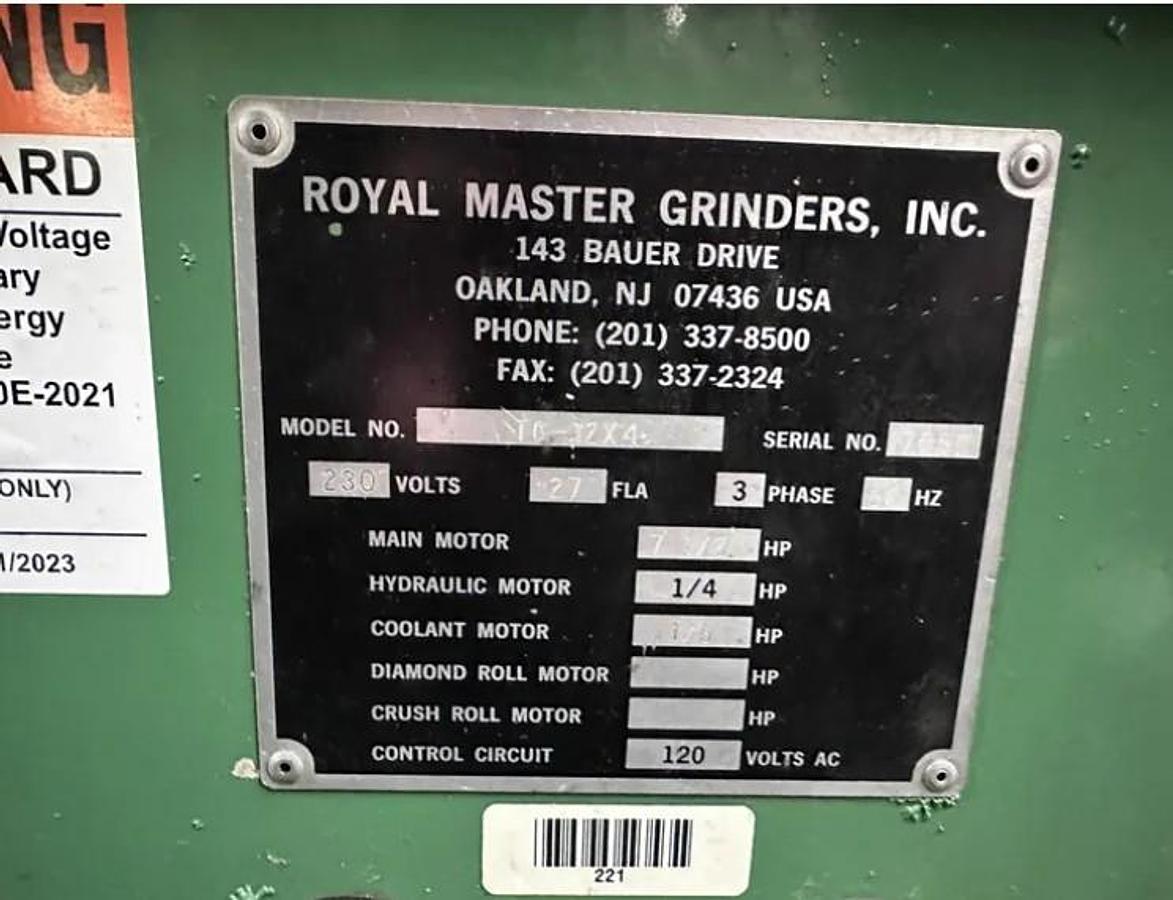 Used 1989 Royal Master TG-12X4 Centerless Grinder