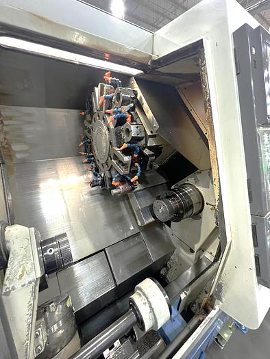 Used 2003 Mazak SQT100MS Mazatrol Fusion 640T with Milling/Drilling Capability, Subspindle, Spego Bobcat Barfeeder, Parts Catcher
