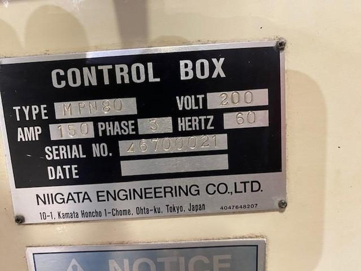 Used 2001 Niigata MPN80 HMC with (2) 32" Plts, 12,000 RPM, 50 Taper, Full 4th Axis Table, Coolant Thru Spindle, 60 ATC