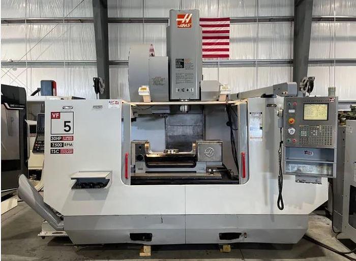 Used 2005 Haas VF5/50 VMC with 50 Taper, Haas 4/5th Axis Trunnion Table, Coolant Thru Spindle, Probing