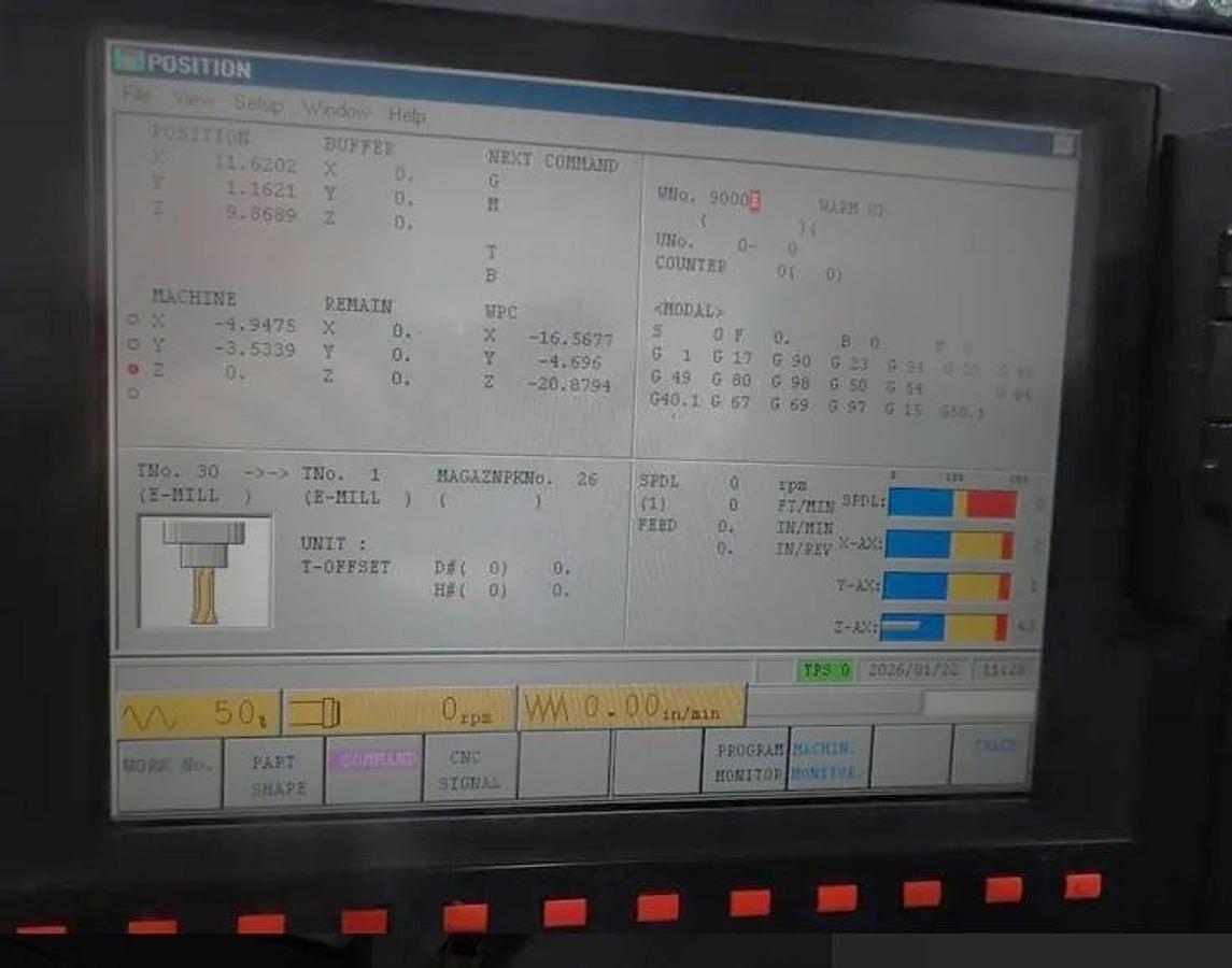 Used 2005 Mazak Nexus VCN-410A with Coolant Thru Spindle, Chip Conveyor, 30 Station Side Mounted ATC, 12,000 RPM