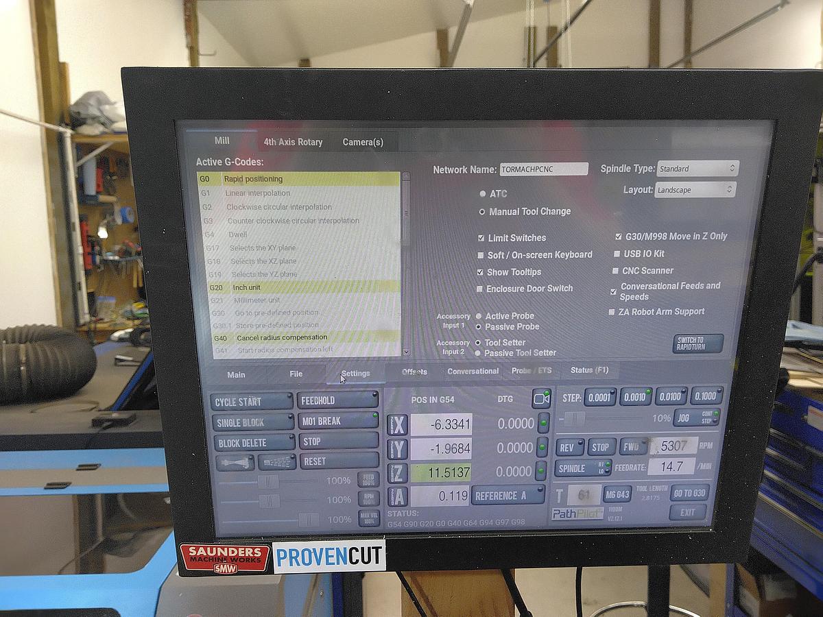 Used 2022 Tormach 1100M with Microarc 4th axis Rotary Table (never used), 10 Station ATC, Subplate, Tool Setter, Digital Passive Probe