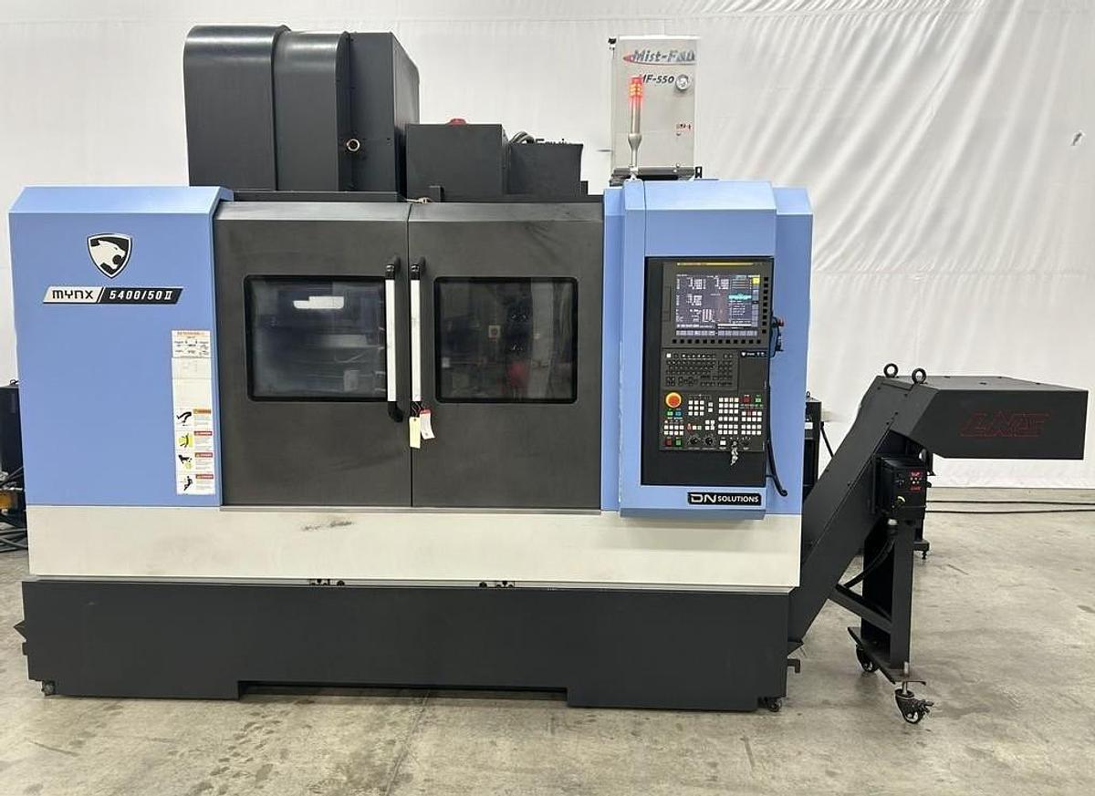 Used 2022 DN Solutions Mynx 5400/50 II with 4th Axis Drive, CAT50 Big Plus Spindle, Chip Conveyor, Mist Collector, Conversational