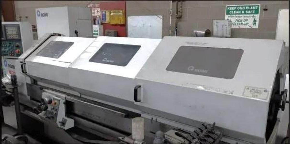 Used 2007 Romi M20 x 80" with 12" Chuck, Tool Post, Tailstock, Coolant System, Fanuc 21i-T Control
