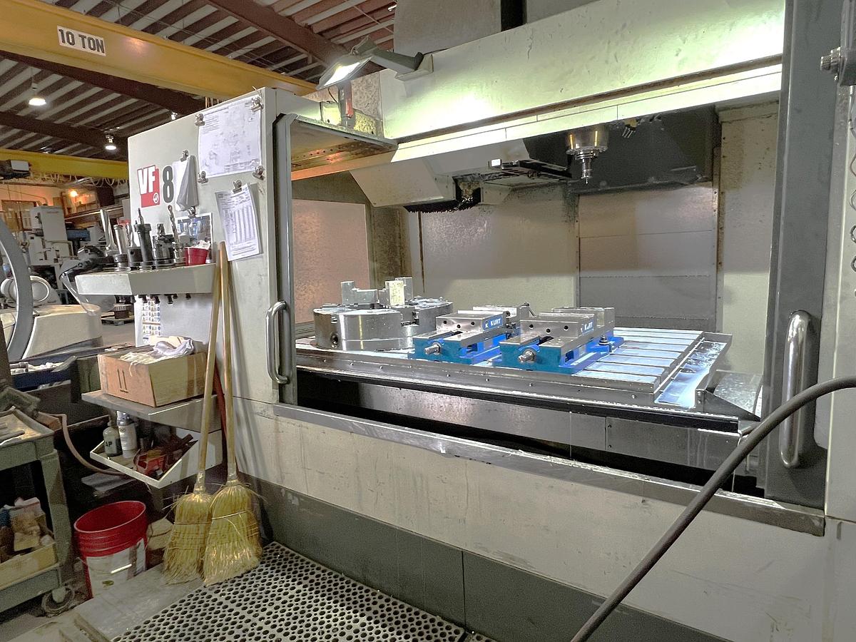 Used 2012 Haas VF8/50 with Coolant Thru Spindle, Probe Ready, 4th Axis Table, CAT 50, 7500 RPM, 30 Station Tool Changer, 