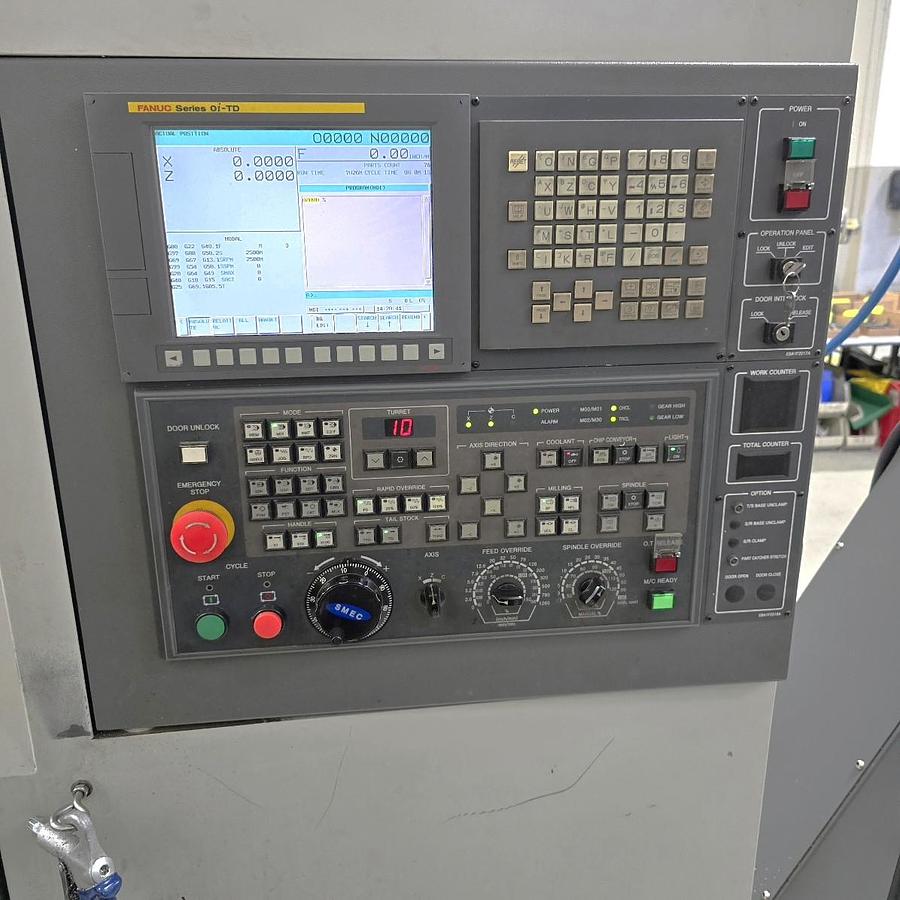Used 2013 Samsung SL-20/500 with Chip Conveyor, Parts Catcher, Tool Presetter, Tailstock, Fanuc 0i-TD Control