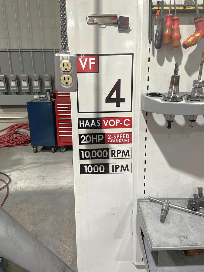 Used 2007 Haas VF4B with 4th Axis Drive, 24 Pos. Side Mounted ATC, 10,000 RPM, 2 Spd Gearbox, Pcool, Chip Auger, Nice Shape