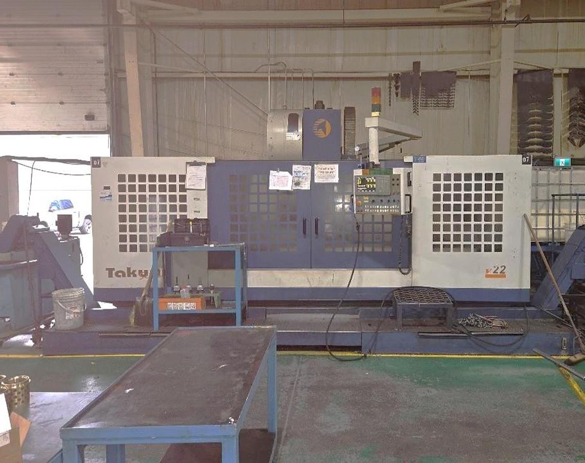 Used 2004 Takumi V-22 with Coolant Thru Spindle, Conveyor, 24 Pos. Side Mount ATC, RJH, Boxed Ways, Fanuc Control