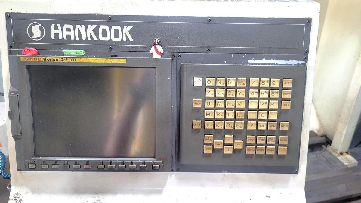 Used 2006 Hankook Protec 9NC/4000 with 10" Bar Capacity, 160" Centers, (2) 25" Manual Chucks, Fanuc 21iTB Control