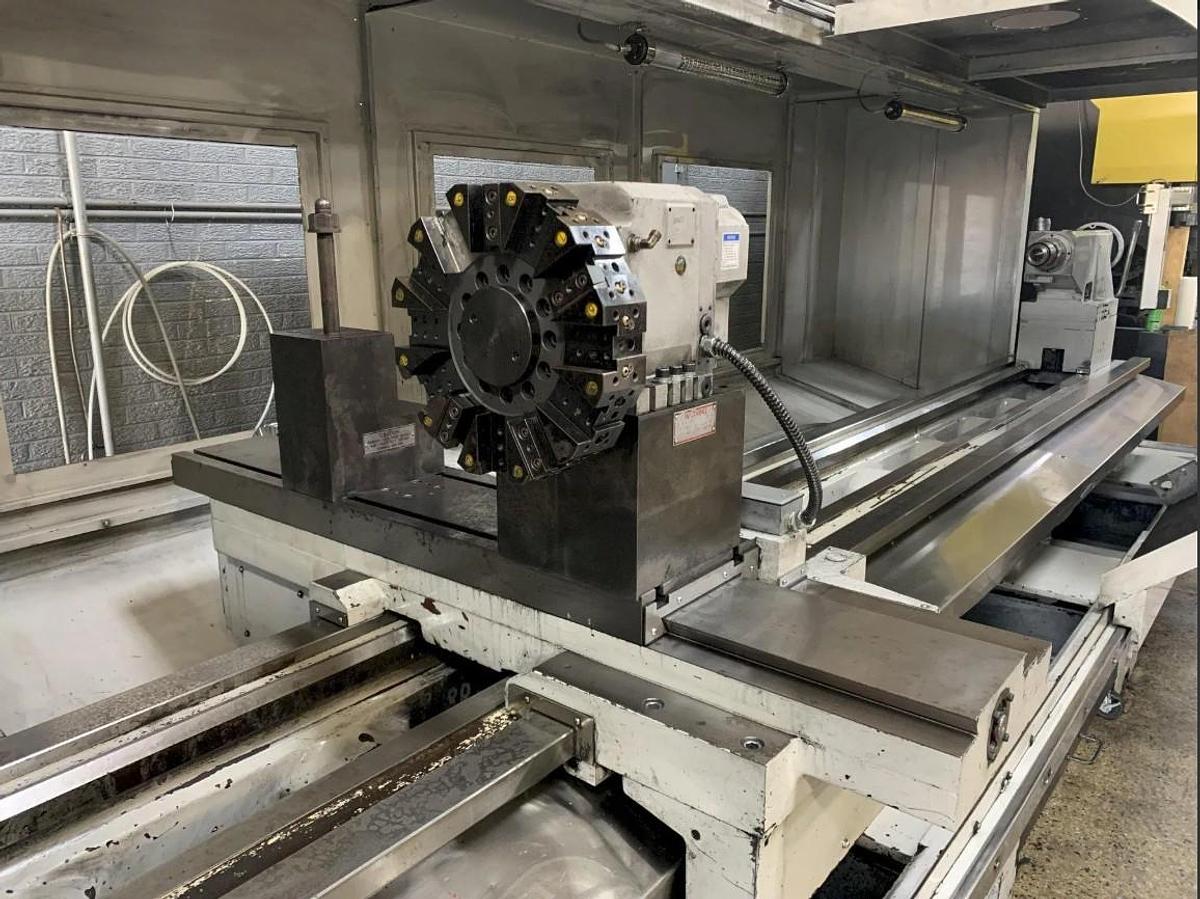 Used 2010 Milltronics ML40/160 with 14" Big Bore Spindle, 31.5" 3 Jaw Manual Chuck, Tailstock, 12 Station Turret, (2) Steady Rests