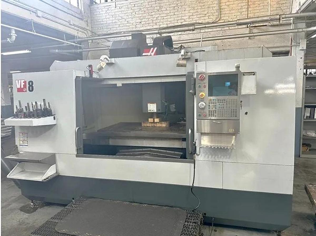 Used 2014 Haas VF8/40 with Haas Probing Package (needs probe repaired), 24 Station Side Mount ATC, 8100 RPM, CAT 40
