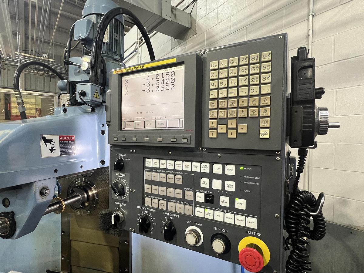 Used 2006 OKK MH-2NCP Heavy Duty CNC Horizontal Mill with Fanuc 20i-FB Control, Outboard Support, Arbor Tool, Remote Jog Handle