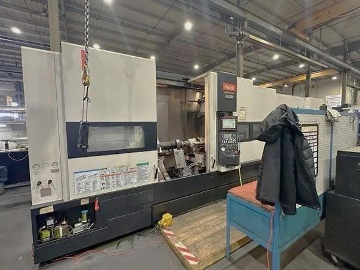 Used 2008 Mazak Cybertech Turn 4500M/3000 with 7.23"Big Bore, Milling, 33.86" sw, 120" cc, SMW Steady Rest, Tailstock, Air Chuck