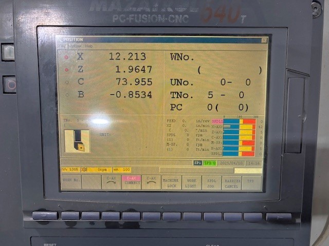 Used 2001 Mazak SQT100MS Mazatrol Fusion 640T with Milling/Drilling Capability, Subspindle, Full C Axis Spindle Rotation, Conveyor