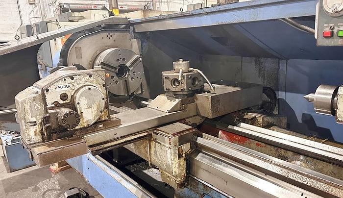 Used 1996 Mazak M5N/2000 with Mazatrol T-Plus Control, 18" Hydraulic Chuck, Chip Conveyor, 80" Centers