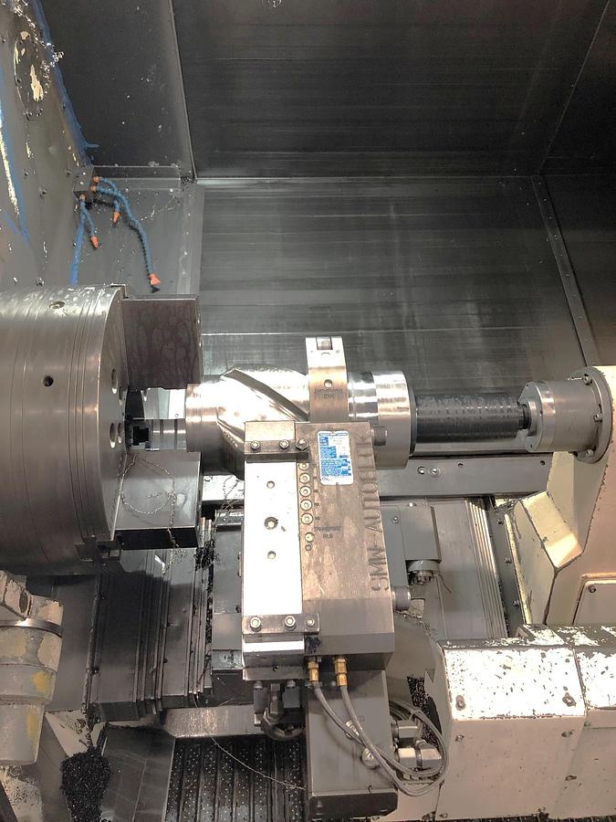 Used 2012 Mazak Nexus QTN 450-II/2000 with 7.24" Bore, 6.5" Bar Capacity, Hydr. Steady Rest, 19.7" Hyd Chuck, Tailstock, Chip Conveyor