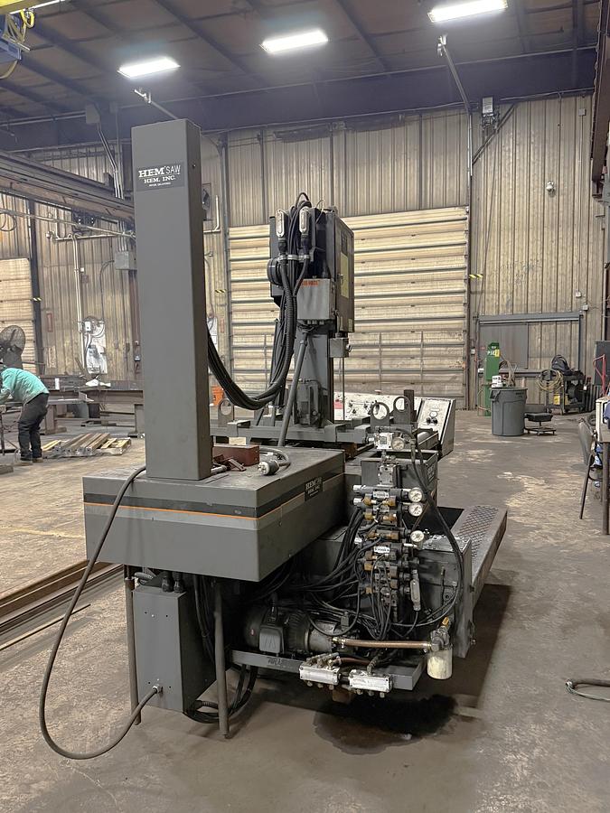 Used 2007 HE & M Model V100HLM-3 Automatic Vertical Bandsaw with Upgraded Hydraulic Package, 18" x 22" Cutting Capacity