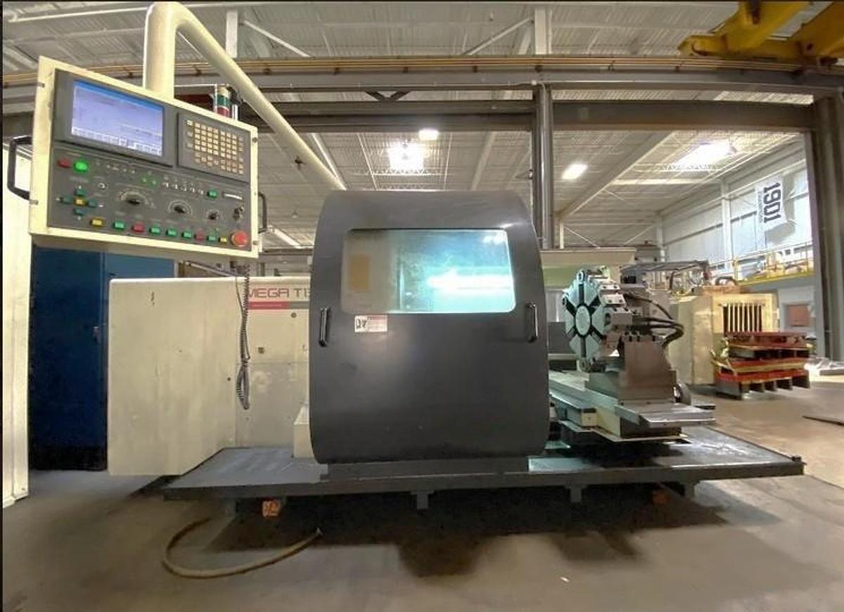 Used 2007 Hwacheon T130 CNC T-Lathe with 51.18" Swing, 35.83" Max Cut Diam., 400 RPM, 6.1" Bore, 50" Chuck, 12 Station Turret, Fanuc