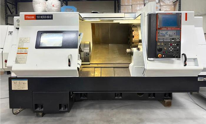 Used 2007 Mazak Nexus QTN 450-II/1000 Big Bore with Chip Conveyor, SMW 18" Air Chuck, Tailstock, Prep for Rear Chuck, Threading