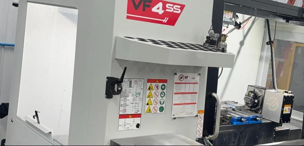 Used 2025 Haas VF-4SS with HRT210 4th Axis Rotary Table, Coolant Thru Spindle, Haas Probing, 30 ATC, HSM, ONLY 50 Cutting Hrs.