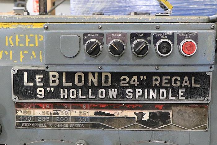 Used 1970 Leblond Regal Model 24" Regal Lathe with 9" Hollw Spindle Bore