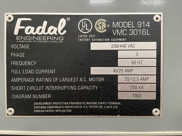 Used 1999 Fadal VMC3016L